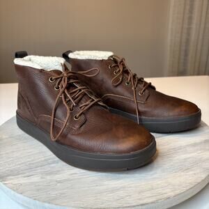 Timberland Men's Davis Square Warm Lined Chukka Rust Leather Boots US Size 7.5